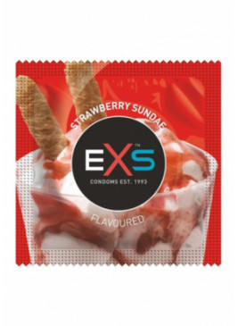 Préservatifs x2 lubrifiés en latex goût sunday fraise 54mm - EXS400FRAISE